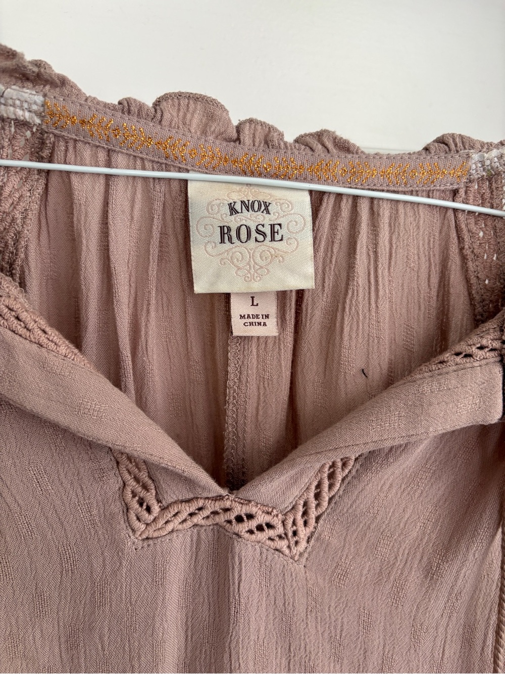 Knox Rose Boho Peasant Lace Top Women’s Large Cottagecore Girly Tassle Top - Picture 2 of 6